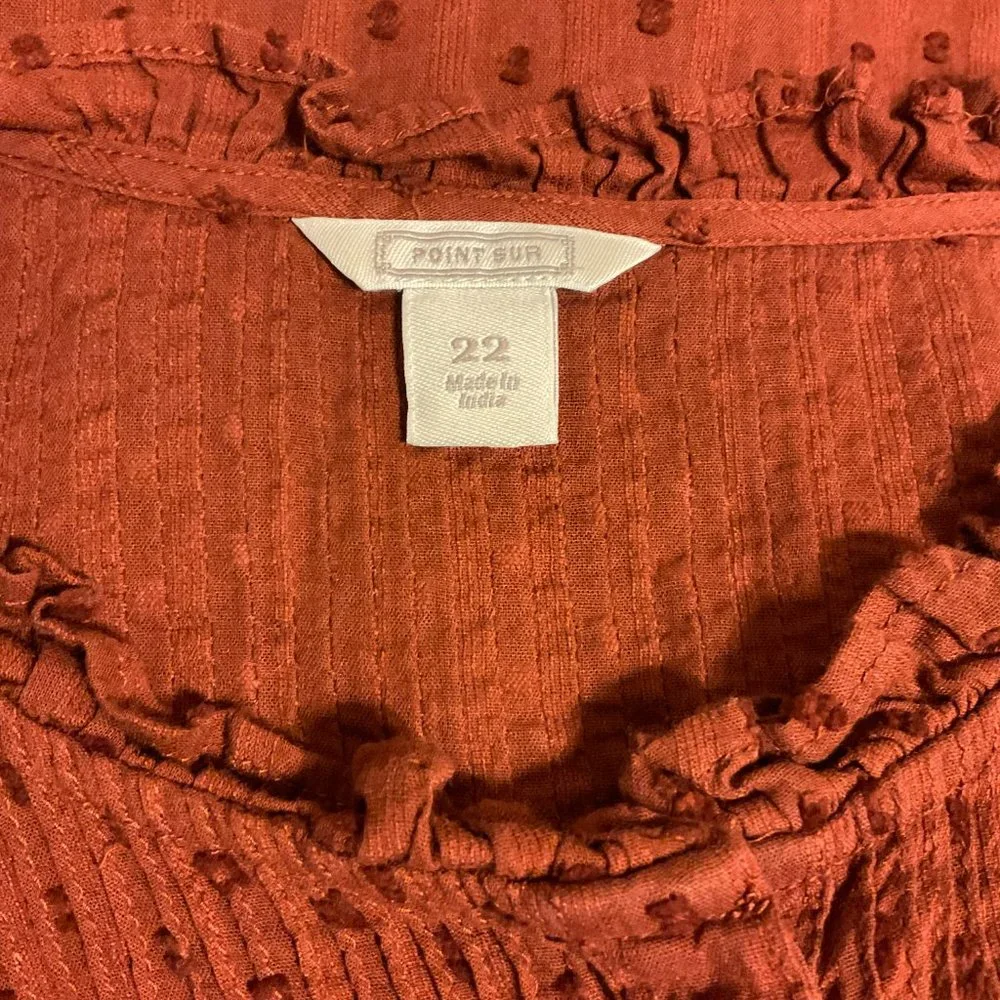 J. Crew Rust Dot-Textured Long-Sleeve Blouse